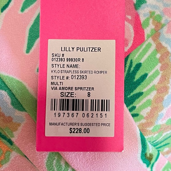 NWT KYLO Lilly Pulitzer Pink & Green Floral Romper. Giftable. NOTE/MISSING BELT - Picture 4 of 6